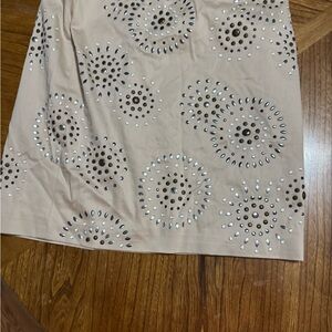 White House Black Market Beige Embellished A-Line Skirt
